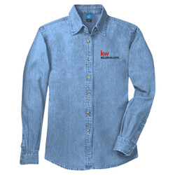 Port & Company Ladies Long Sleeve Denim Shirt-LSP10