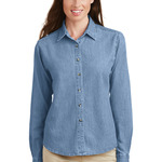 Port & Company Ladies Long Sleeve Denim Shirt-LSP10